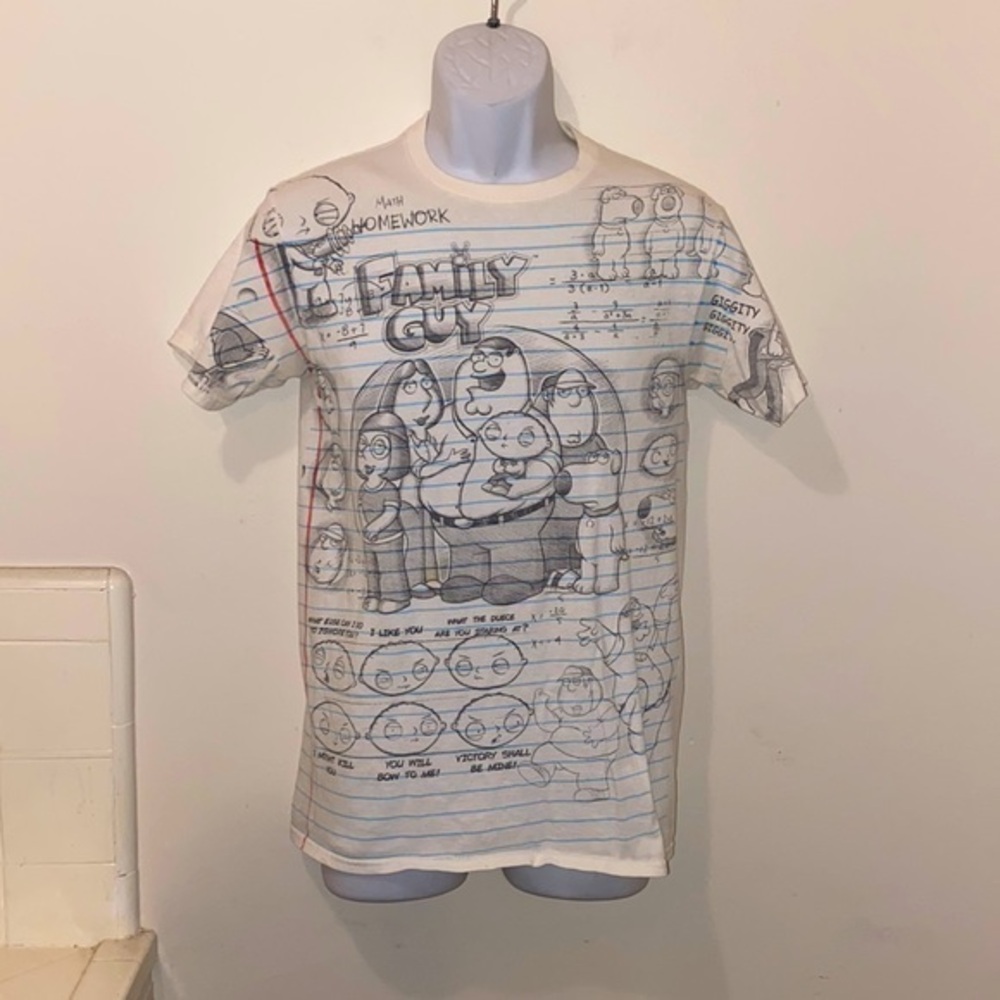 *Rare*Unisex Liquid Blue Family Guy Homework/Sketch Graphic Tee